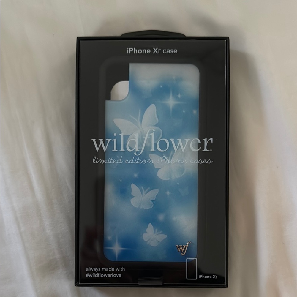 Wildflowers iPhone XR Case - Blue and White Butterfly Design